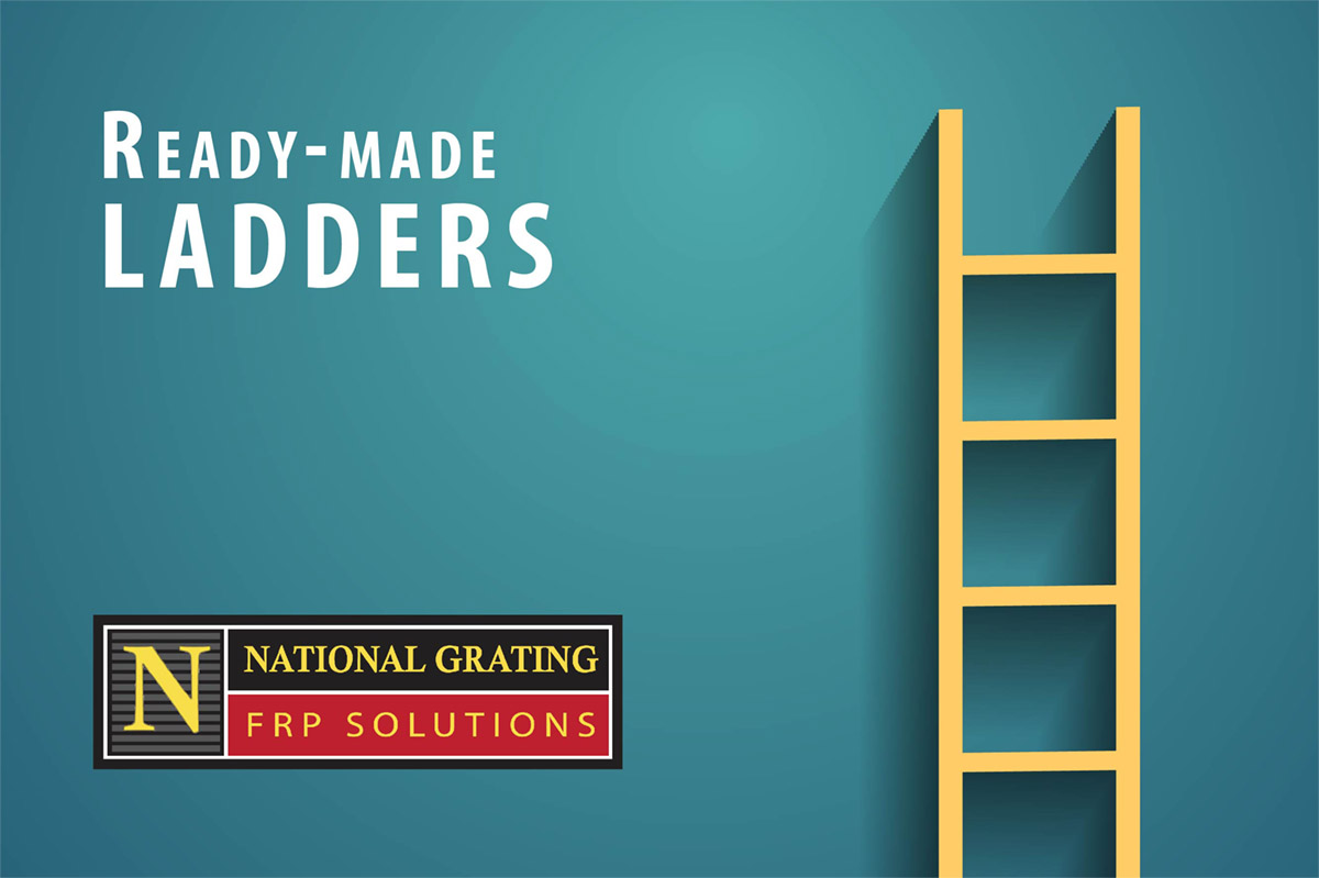 ready-made frp ladders in safety yellow - in stock and ready to ship